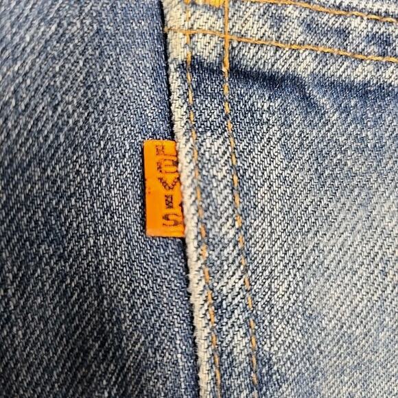 Vintage 70’s Levi’s 684 Orange Tab Bell Bottom Flare Faded Denim Jeans Sz 33X32 - Picture 5 of 12